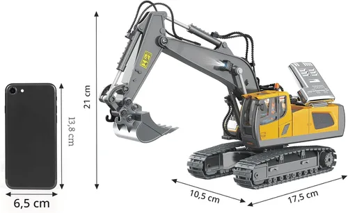 Miniatura 3 de PREPOP Camión volquete RC para niños, camión de construcción a control remoto con cama de metal, luces y sonidos, para niños de 6 a 10 años