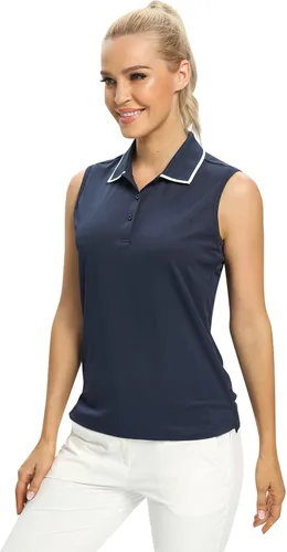 Miniatura 5 de Camisetas tipo polo para mujer, sin mangas, para golf, tenis, UPF 50+, ligeras