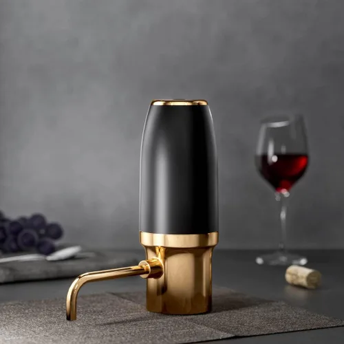 Miniatura 7 de Sip & Shimmer Aireador de vino eléctrico, aireador moderno, dispensador de vino eléctrico, vertedor de vino negro y dorado, bomba de vino