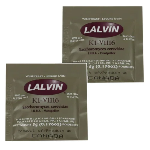Lalvin ICV K1 V1116 Levadura de vino blanco 0.18 oz bolsitas de elaboración de vino casero 4.5L-23L
