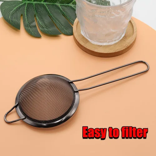 Miniatura 4 de Colador de malla fina negra – Tamiz de mano de acero inoxidable 304, filtro de cocina pequeño para hornear, té y cóctel (8.3 pulgadas)