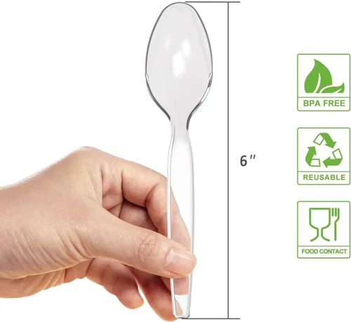 Miniatura 2 de POSATE Cucharas de plástico pesadas, transparentes, 100