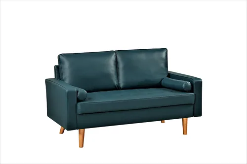 Miniatura 28 de Container Furniture - Sofá de piel sintética para la sala de estar moderna con cojines extraíbles y patas de madera maciza, sofá estilo lujoso