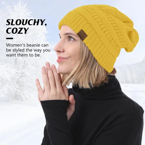 Miniatura 4 de Durio Gorro de invierno para mujer, gorro suave y cálido, gorro de punto casual, gorro de punto para mujer