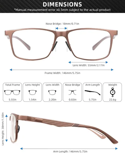 Miniatura 4 de JM Al-Mg - Lentes de metal con bloqueo de luz azul para hombres y mujeres, antiluz azul, para computadora, alivian la fatiga ocular y la protección