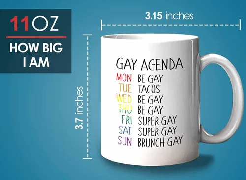 Miniatura 6 de Bubble Hugs Taza de café del mes del orgullo, agenda gay, planificador semanal Rainbow Queer LGBTQ Lesbiana Gay Pride LGBT Aliado Soporte 11oz Blanco