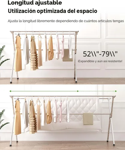 Miniatura 2 de Vikaqi Tendedero de Ropa Plegable de 79 Pulgadas para Interiores y Exteriores, Tendedero de Ropa Plegable Colapsible, Tendedero de Lavandería
