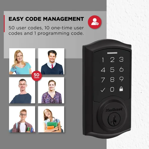 Miniatura 7 de Kwikset SmartCode 270 - Cerradura de puerta con teclado táctil electrónico sin llave y cerradura de seguridad con auto-bloqueo, códigos de usuario