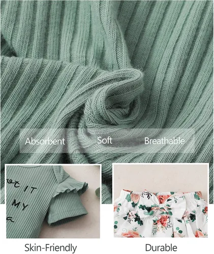 Miniatura 31 de Mioglrie Conjunto de ropa para bebé recién nacida, conjunto de pantalones cortos, conjunto floral de verano, ropa de bebé linda para niña