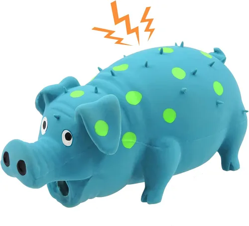 Miniatura 11 de Andiker Juguete Chirriante para Perros, Juguetes de Látex con Puntos para Masticar Perros con Sonido de Gruñidos Oinks, Juguete de Cerdo Gruñón