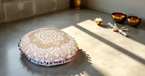 Miniatura 4 de CRAFT KALA Funda de cojín de suelo de 22 pulgadas para sentarse, funda de cojín de meditación grande para adultos, diseño de mandala bohemio, funda