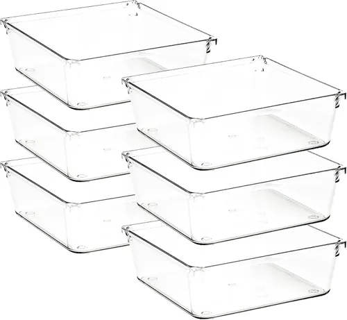 Miniatura 14 de Paquete de 4 organizadores de cajones, contenedores de almacenamiento de acrílico transparente de 6 x 9 pulgadas con almohadillas antideslizantes