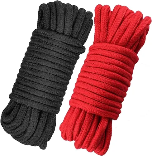 Miniatura 8 de Cuerda de algodón suave, cuerda de 32 pies / 32.8 ft, 0.315 in de grosor, cuerda suave, cuerda larga, cuerda de atar suave (rojo y rojo)