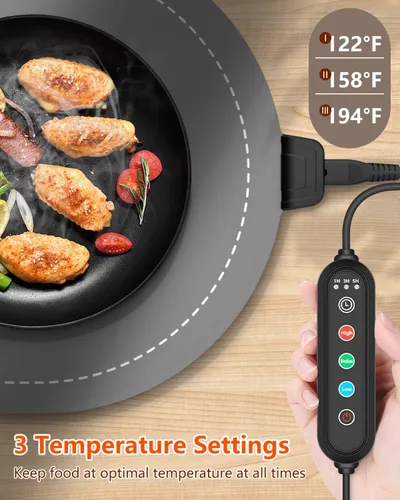 Miniatura 7 de Manta de calentamiento seenlast para alimentos con temporizador de temperatura ajustable, Manta de calentamiento de alimentos eléctrica de Gris