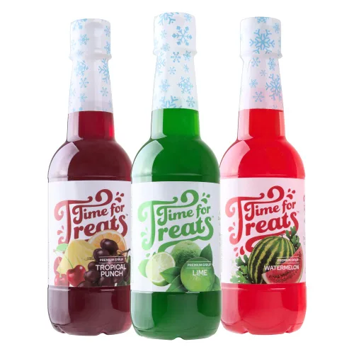 Time For Treats Paquete de 3 ponches tropicales, sandía, jarabe de lima de 16.9 onzas líquidas por botella para conos de nieve, refrescos caseros,