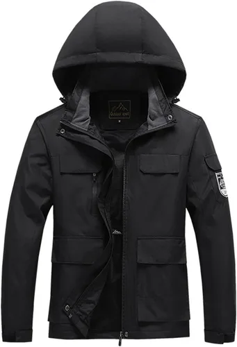 Miniatura 2 de Chaqueta de esquí impermeable para hombre, ligera y cálida, con cortavientos con capucha para protección contra el viento y la lluvia al aire libre