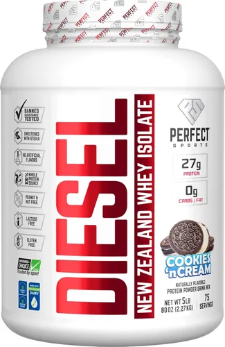 Miniatura 38 de PERFECT SPORTS Diesel 100% aislado de proteína de suero de Nueva Zelanda Endulzado con stevia, sin ingredientes artificiales, apto para dieta Keto