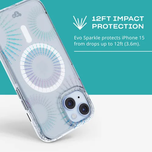 Miniatura 5 de Tech21 Evo Sparkle - Funda para iPhone 16e y 15, compatible con MagSafe, funda de protección contra impactos, color lunar