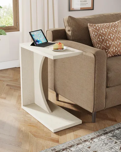 Miniatura 3 de Tribesigns - Mesa auxiliar en forma de C para sofá, mesa lateral para sofá, mesa en forma de C para espacios pequeños, sala de estar, dormitorio