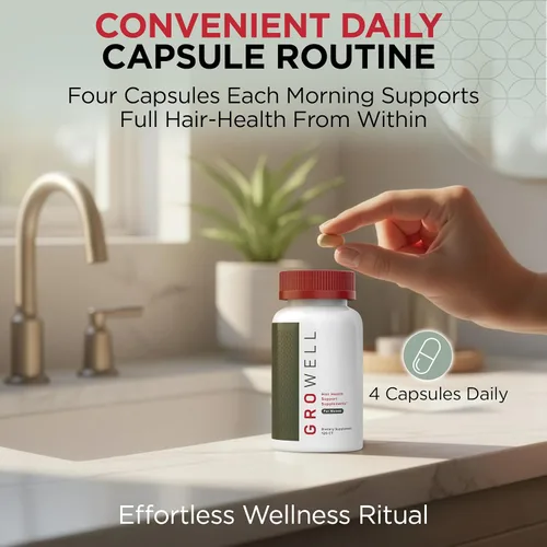 Miniatura 5 de GroWell Suplementos para el crecimiento del cabello para mujeres, clínicamente probados para una cobertura visiblemente más gruesa del cabello