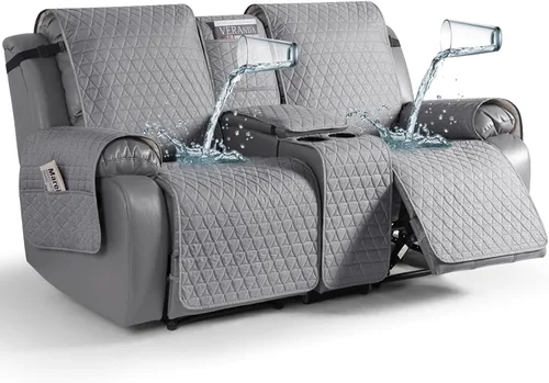 Miniatura 13 de TAOCOCO - Funda reclinable para sofá de 2 plazas con consola 100% impermeable, funda reclinable lavable antideslizante para 2 asientos, protector