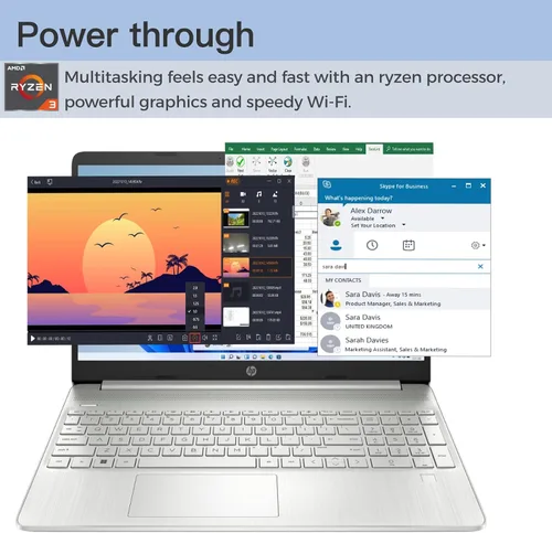 Miniatura 3 de HP Laptop de 15.6 pulgadas, para Stundet y Business, ultra delgada, AMD Ryzen 3 5300U (Quad Cores, Beat i5-1035G1) 12 GB de RAM, SSD de 512 GB