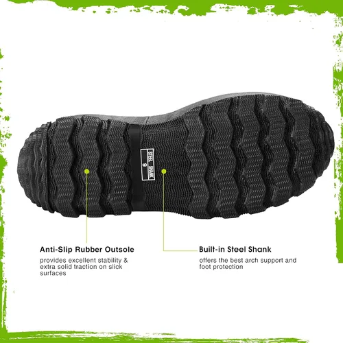 Miniatura 4 de TIDEWE Botas de goma para hombre, botas de lluvia aisladas de neopreno de 0.217in con vástago de acero, botas de caza impermeables de media