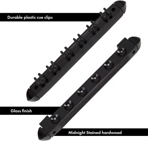 Miniatura 2 de Action Estante de pared de madera manchada estándar de 6 tacos de piscina con clips midnight