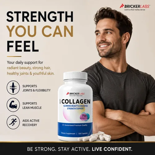 Miniatura 8 de Bricker Labs Colágeno para hombres y mujeres - Suplemento de colágeno hidrolizado tipo I, III, 750 mg, 1 cápsula de colágeno diaria - 120 porciones