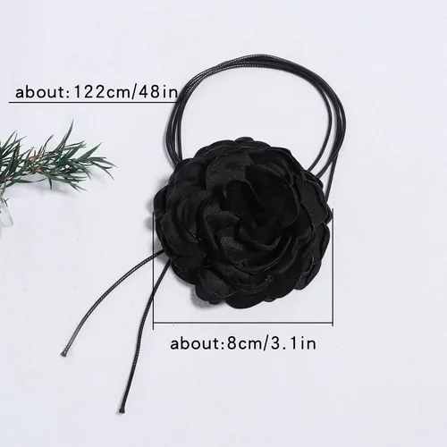 Miniatura 2 de Gargantilla de flores, gargantilla de rosa, gargantilla de flores de camelia con cordones, gargantilla gótica para mujer