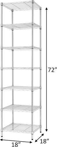 Miniatura 3 de Finnhomy Estantería de alambre resistente de 7 niveles, 18 x 18 x 72 pulgadas, estante de almacenamiento de 7 niveles con tubo de acero engrosado