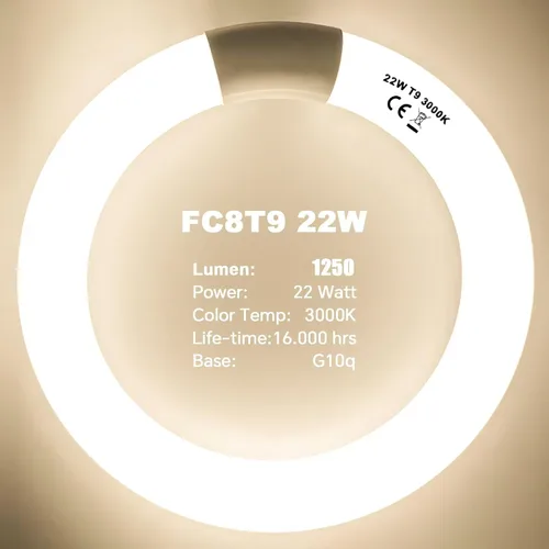 Miniatura 3 de FC12T9/WW - Juego de bombillas fluorescentes circulares de 32 vatios y FC8T9/KB de 22 W, 8 pulgadas, T9, 22 W y 32 W, 32 W, luz circular blanca