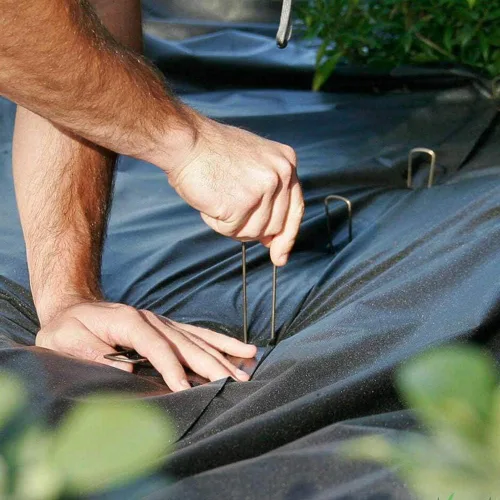 Miniatura 2 de 50 grapas de estacas de jardín + 50 juntas, grapas de jardín de 6 pulgadas, pasadores galvanizados en forma de U de calibre 11, pasadores de tierra