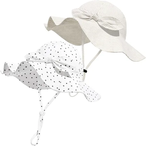 Miniatura 97 de Sombrero de sol para bebé niña con UPF 50+ sombrero de playa ajustable para exteriores con ala ancha
