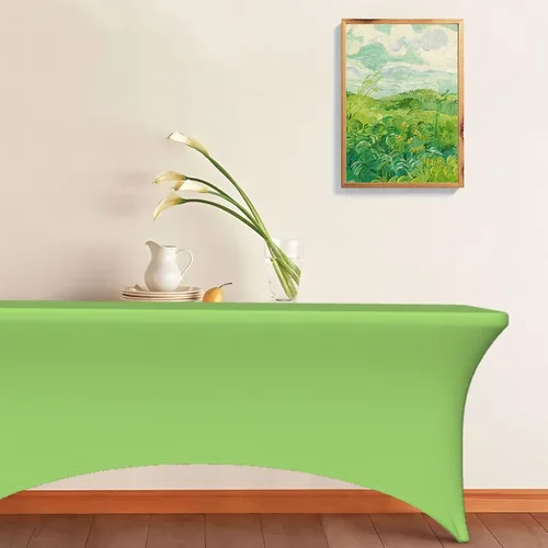 Miniatura 7 de Mantel de elastano personalizado de 4 pies personalizado con logotipo, imagen de texto, foto, mantel rectangular ajustable para eventos, fundas