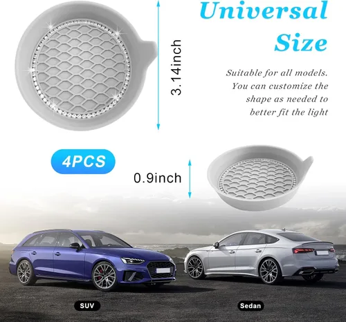 Miniatura 2 de Ziciner 4 unidades de portavasos para automóvil, portavasos de silicona antideslizante de 3.15 pulgadas, tapete para taza de automóvil con diamantes