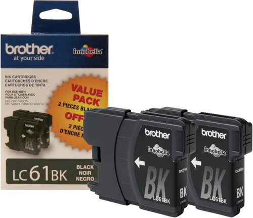 Miniatura 2 de Brother LC61BK Paquete de 2 cartuchos de tinta negra Negro 1
