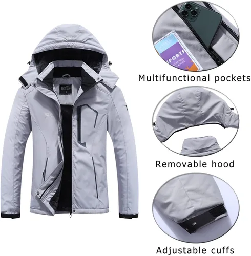 Miniatura 6 de Pooluly - Chaqueta de invierno para esquísnowboard para mujer, con capucha, impermeable, rompeviento