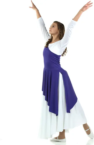 Miniatura 3 de Danzcue Túnica asimétrica de baile de alabanza para mujer, vestido blanco no incluido