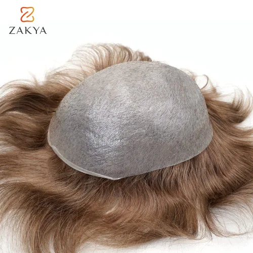 Miniatura 5 de Zakya Sistema de cabello para hombres, cabello humano real, todo en V, sistema de cabello para hombre, 0.002 in, base de piel ultrafina