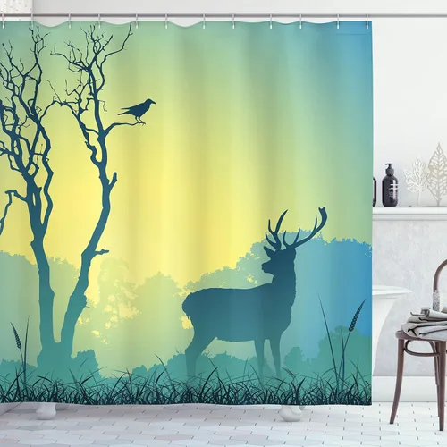 Miniatura 107 de set de cortina para baño decorativa de tela de poliéster con ganchos