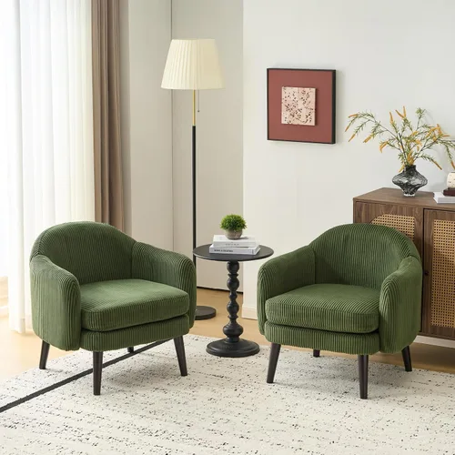 Miniatura 17 de VINGLI Sillón de Acento Moderno Tipo Barril de 30.3" de Ancho con Reposabrazos Track, Patas de Madera Sólida, Cómoda Silla Club Tapizada, Sofá