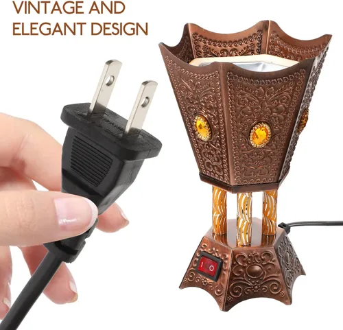 Miniatura 6 de Sewroro Quemador de incienso eléctrico de escritorio, quemador de incienso eléctrico enchufable, quemador de incienso eléctrico de metal, enchufe