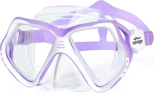 Miniatura 9 de Seago Gafas de natación para niños con cubierta para la nariz, máscara de esnórquel, máscara de buceo y natación, vidrio templado antivaho