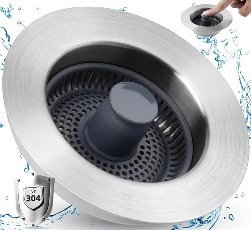 Colador universal de drenaje para fregadero de cocina, 3 en 1, de acero inoxidable, desplegable, para fregadero de cocina, colador combinado con