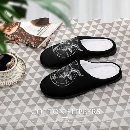 Miniatura 5 de Pentagram with Demon Baphomet Satanic Goat - Pantuflas de algodón para hombre, de espuma viscoelástica suave, para interiores y exteriores