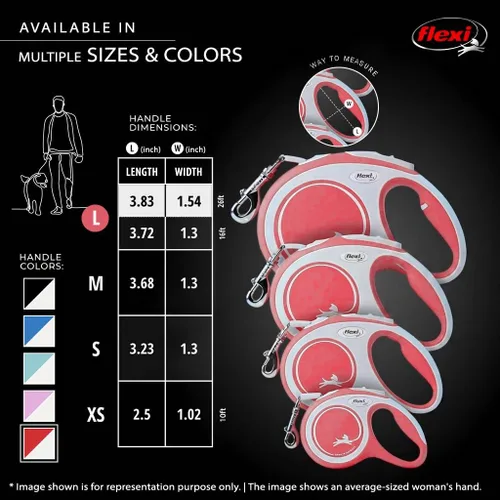Miniatura 6 de FLEXI Correa retráctil para perros grandes de hasta 110 libras a 26 pies, rojo/pastel, correa para caminar sin enredos con freno con una sola mano