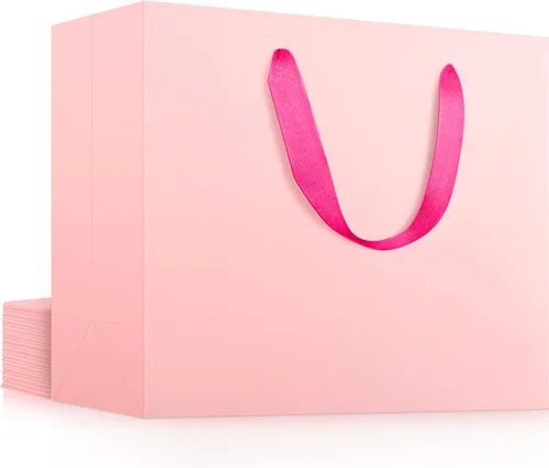 Miniatura 10 de EUSOAR Bolsas de regalo grandes negras, paquete de 12 bolsas de papel de compras de 16 x 6 x 12 pulgadas con asas, bolsa de mercancía de papel kraft
