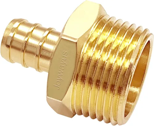 Miniatura 4 de Joywayus Acoplamiento de tubería PEX de latón, adaptador de montaje de tubería macho NPT de 1/2" PEX x 3/4" (paquete de 5)