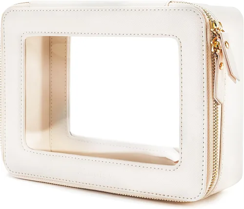 Miniatura 47 de Aveniee Organizador de bolsa de maquillaje transparente, bolsa de aseo de viaje para mujer, bolsa de cosméticos impermeable con cremalleras, Rosa